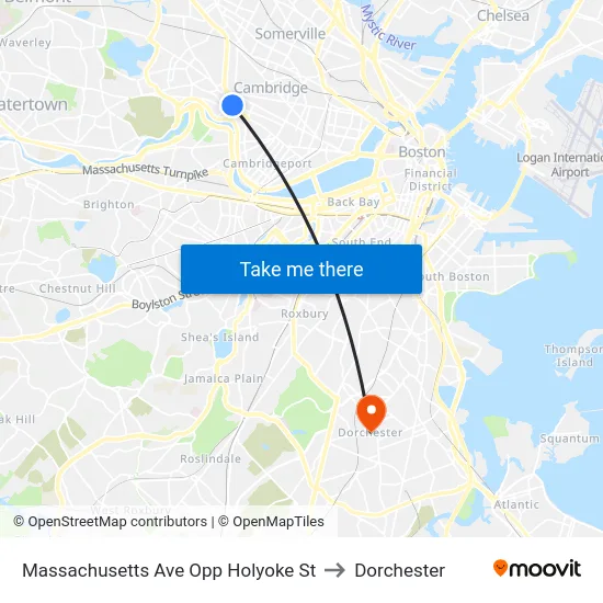 Massachusetts Ave Opp Holyoke St to Dorchester map
