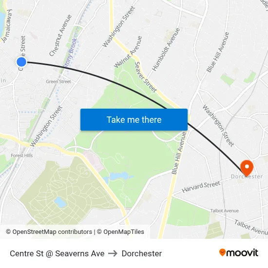 Centre St @ Seaverns Ave to Dorchester map