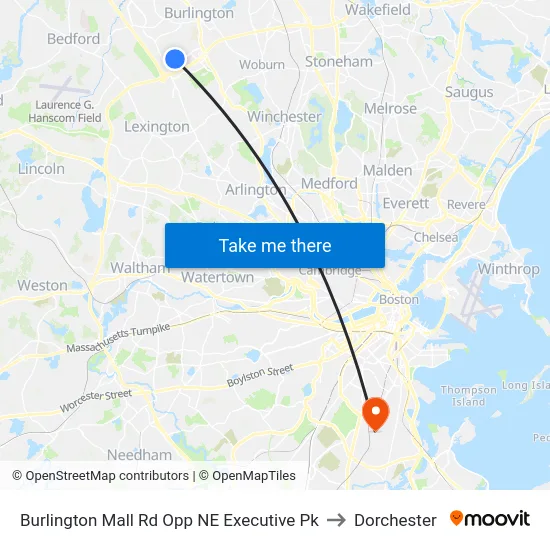 Burlington Mall Rd Opp NE Executive Pk to Dorchester map