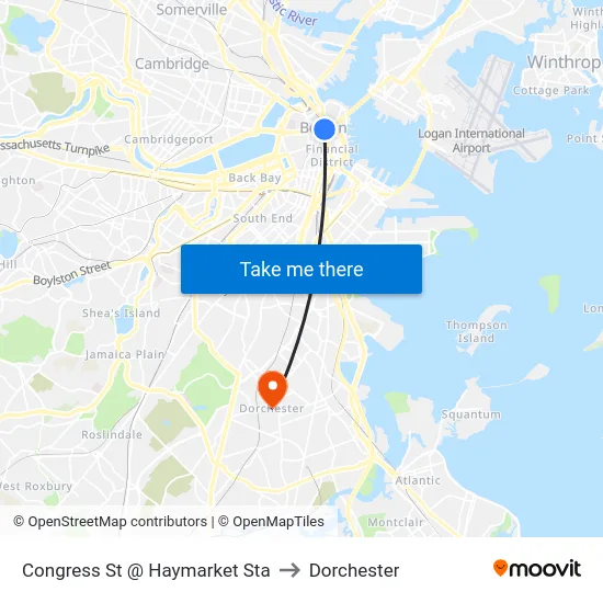 Congress St @ Haymarket Sta to Dorchester map
