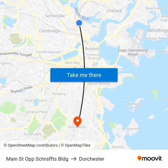 Main St Opp Schraffts Bldg to Dorchester map