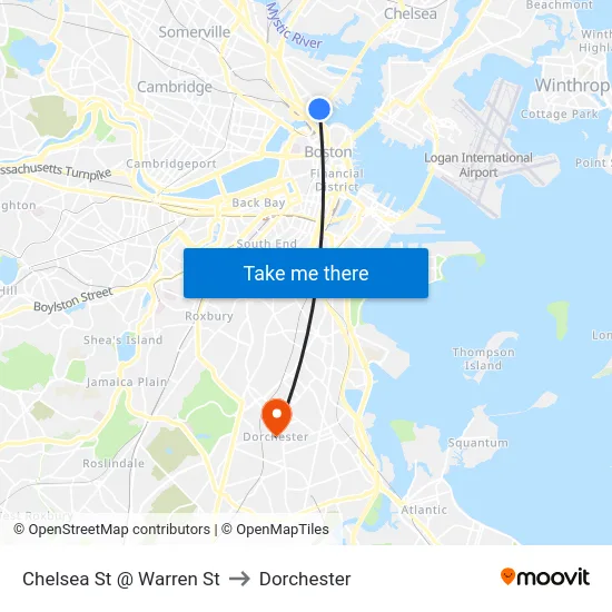 Chelsea St @ Warren St to Dorchester map