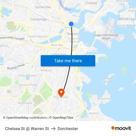 Chelsea St @ Warren St to Dorchester map