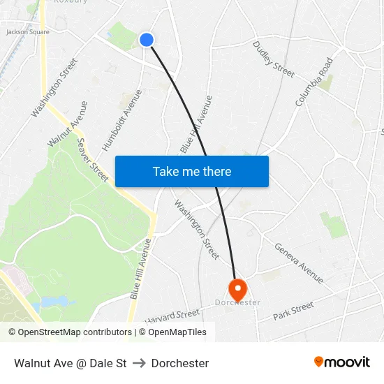Walnut Ave @ Dale St to Dorchester map