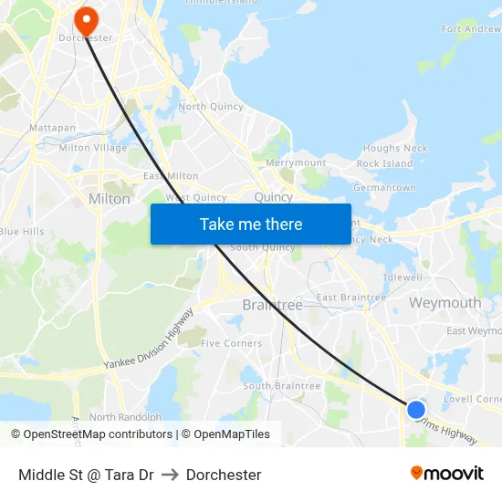 Middle St @ Tara Dr to Dorchester map