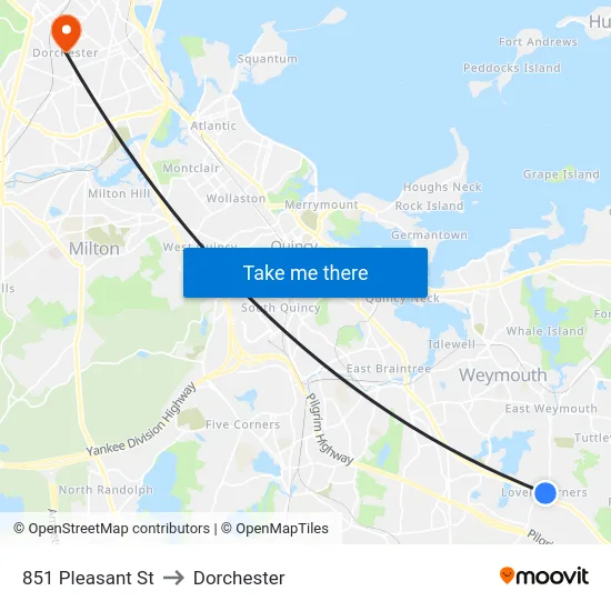 851 Pleasant St to Dorchester map