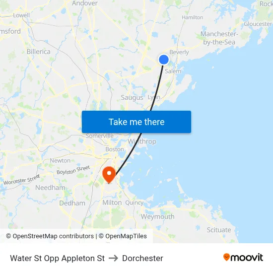 Water St Opp Appleton St to Dorchester map