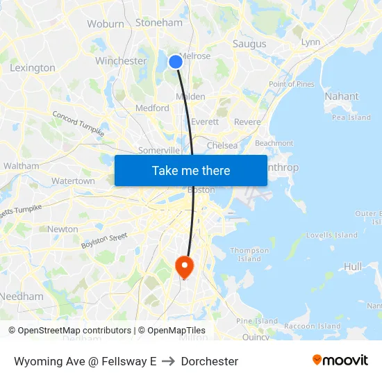 Wyoming Ave @ Fellsway E to Dorchester map