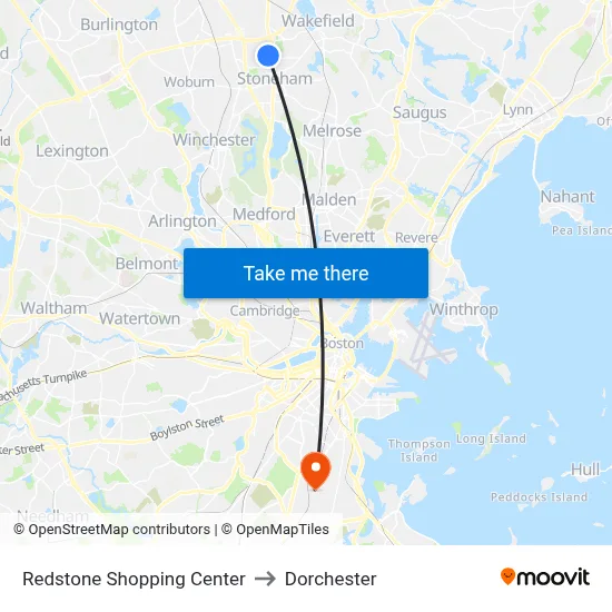 Redstone Shopping Center to Dorchester map