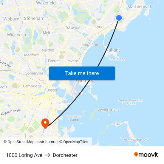 1000 Loring Ave to Dorchester map