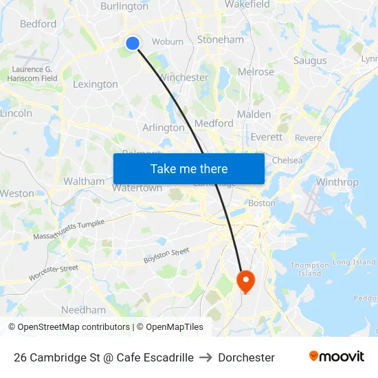 26 Cambridge St @ Cafe Escadrille to Dorchester map