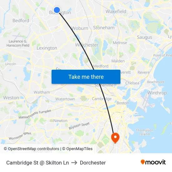Cambridge St @ Skilton Ln to Dorchester map