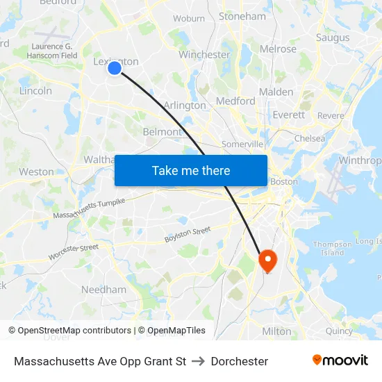 Massachusetts Ave Opp Grant St to Dorchester map