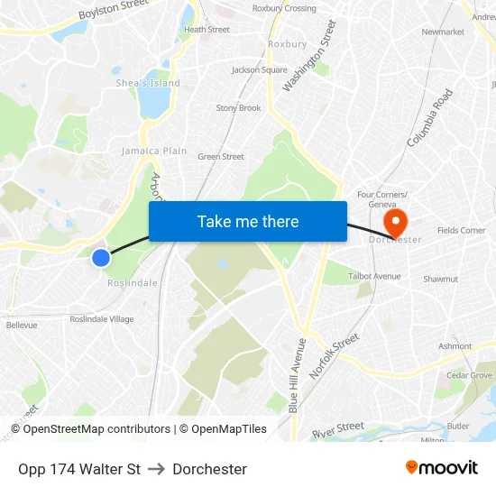 Opp 174 Walter St to Dorchester map