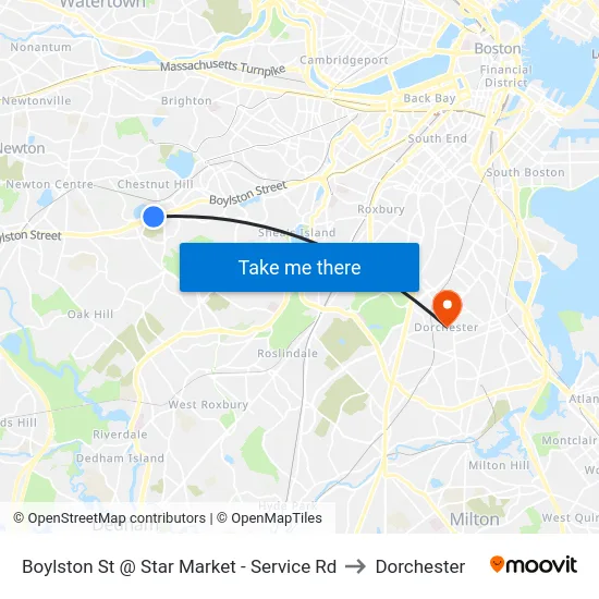 Boylston St @ Star Market - Service Rd to Dorchester map