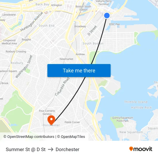 Summer St @ D St to Dorchester map