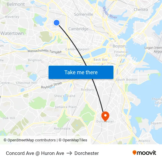 Concord Ave @ Huron Ave to Dorchester map
