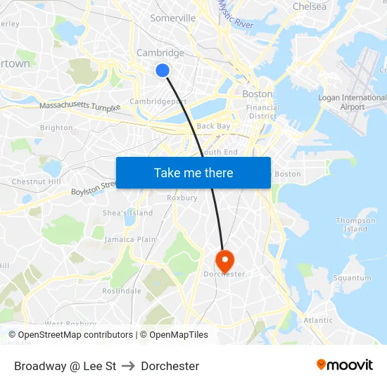 Broadway @ Lee St to Dorchester map