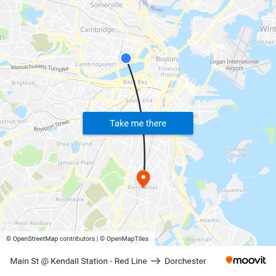 Main St @ Kendall Station - Red Line to Dorchester map