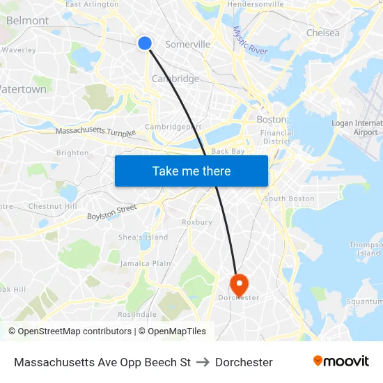 Massachusetts Ave Opp Beech St to Dorchester map