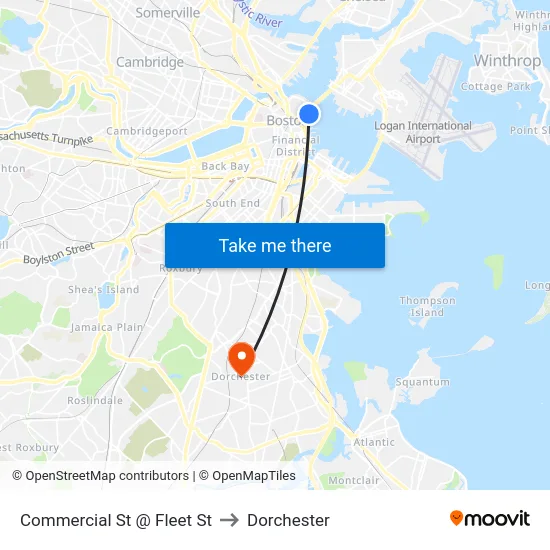 Commercial St @ Fleet St to Dorchester map