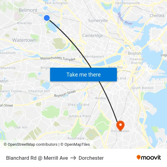 Blanchard Rd @ Merrill Ave to Dorchester map