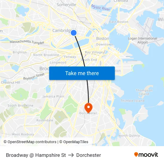 Broadway @ Hampshire St to Dorchester map