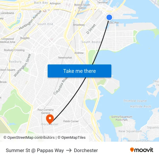 Summer St @ Pappas Way to Dorchester map