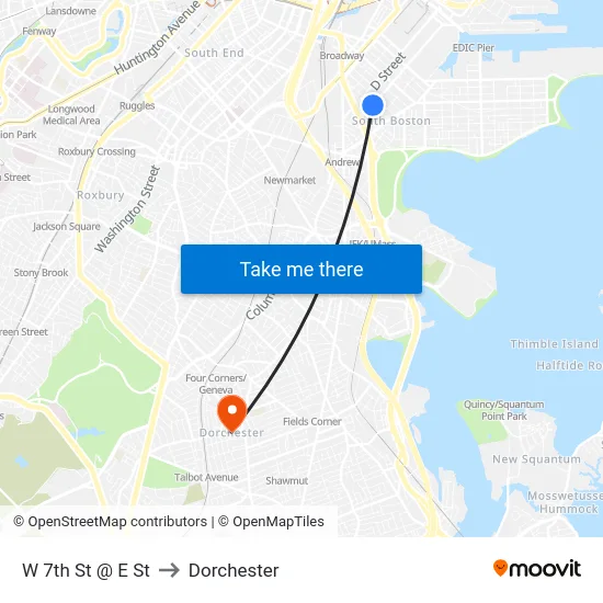 W 7th St @ E St to Dorchester map