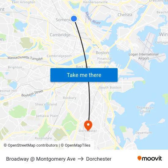Broadway @ Montgomery Ave to Dorchester map