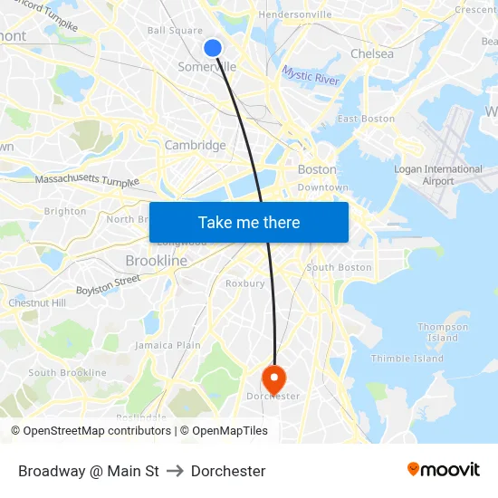 Broadway @ Main St to Dorchester map