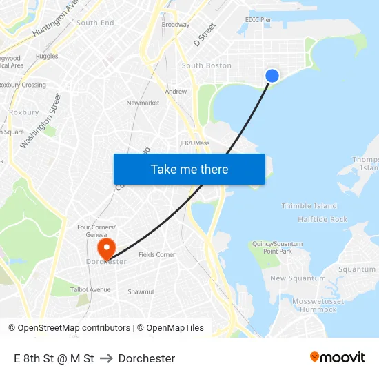E 8th St @ M St to Dorchester map