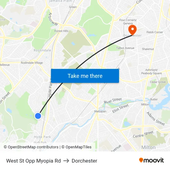 West St Opp Myopia Rd to Dorchester map