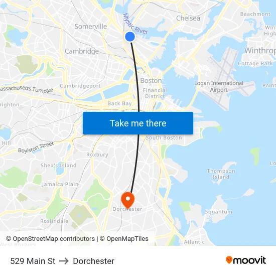 529 Main St to Dorchester map