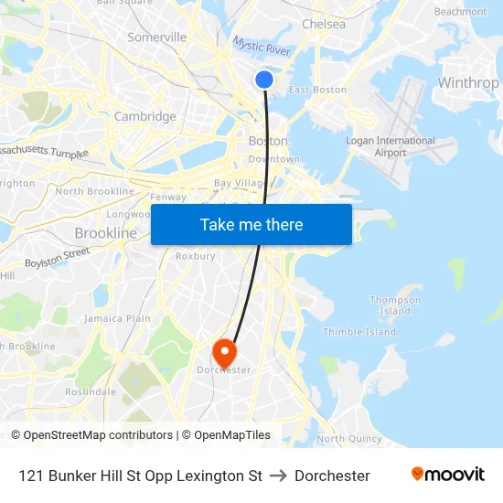 121 Bunker Hill St Opp Lexington St to Dorchester map