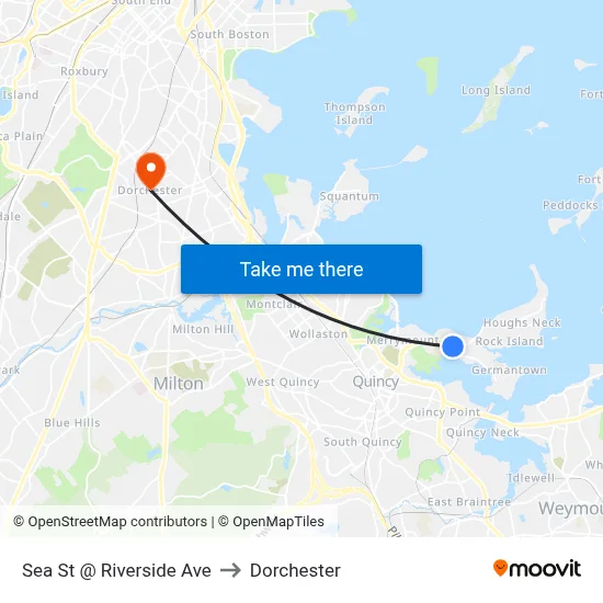 Sea St @ Riverside Ave to Dorchester map
