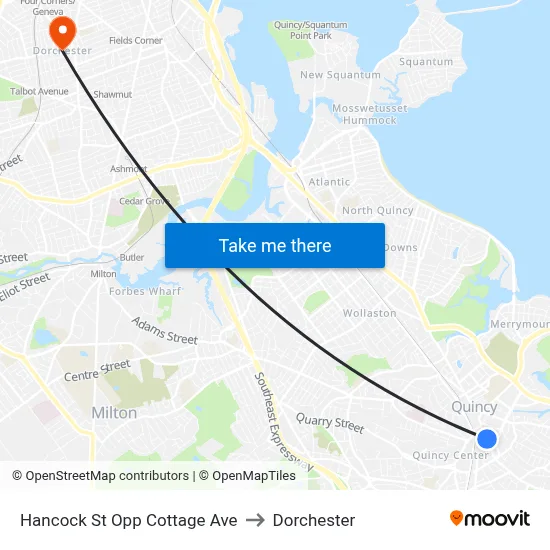 Hancock St Opp Cottage Ave to Dorchester map