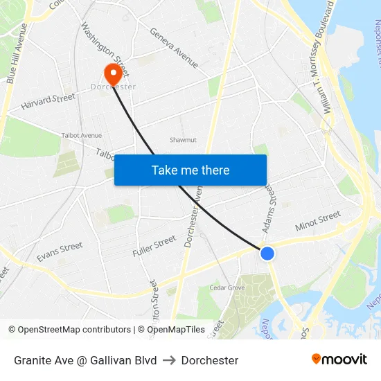 Granite Ave @ Gallivan Blvd to Dorchester map