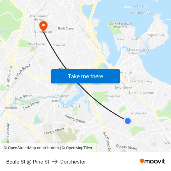 Beale St @ Pine St to Dorchester map
