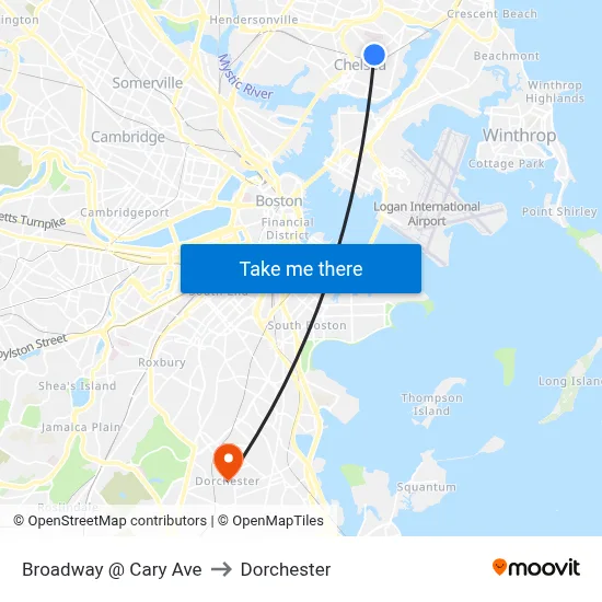 Broadway @ Cary Ave to Dorchester map