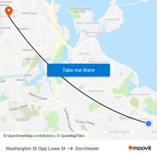 Washington St Opp Lowe St to Dorchester map