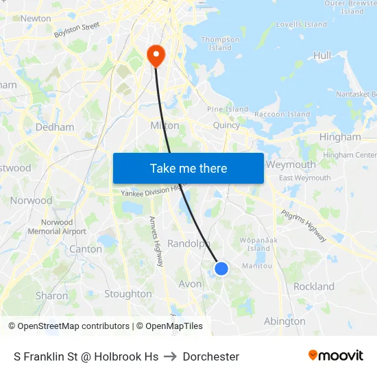 S Franklin St @ Holbrook Hs to Dorchester map