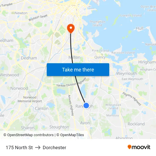 175 North St to Dorchester map