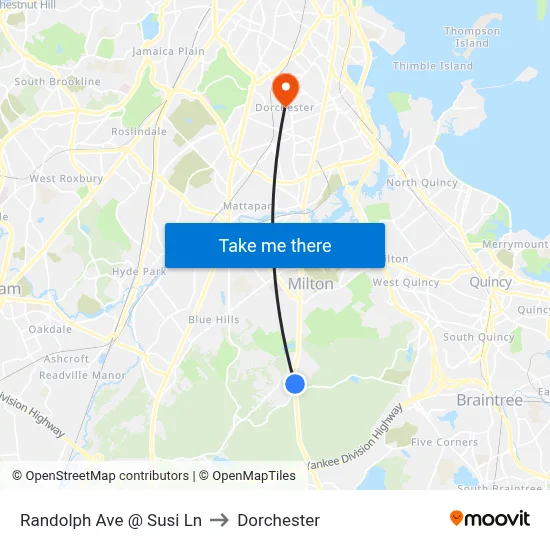 Randolph Ave @ Susi Ln to Dorchester map
