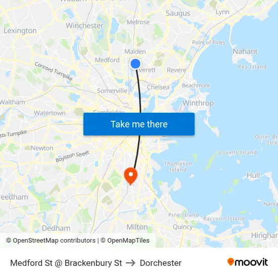 Medford St @ Brackenbury St to Dorchester map