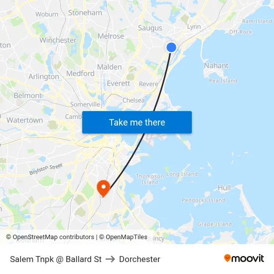 Salem Tnpk @ Ballard St to Dorchester map