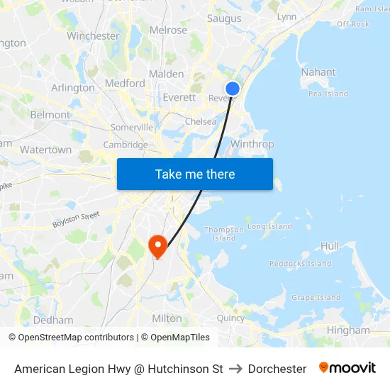 American Legion Hwy @ Hutchinson St to Dorchester map