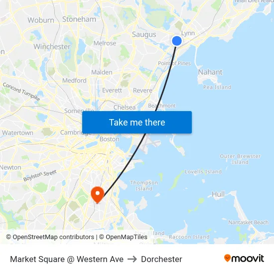 Market Square @ Western Ave to Dorchester map