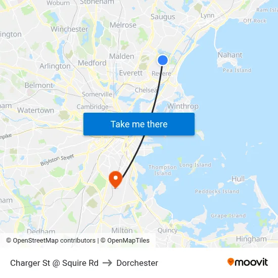 Charger St @ Squire Rd to Dorchester map