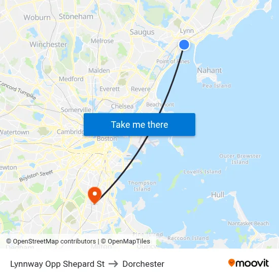Lynnway Opp Shepard St to Dorchester map